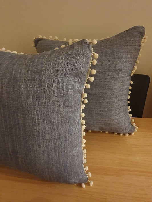 Luxury Bespoke Denim Cushion - Blue Crocus Textiles