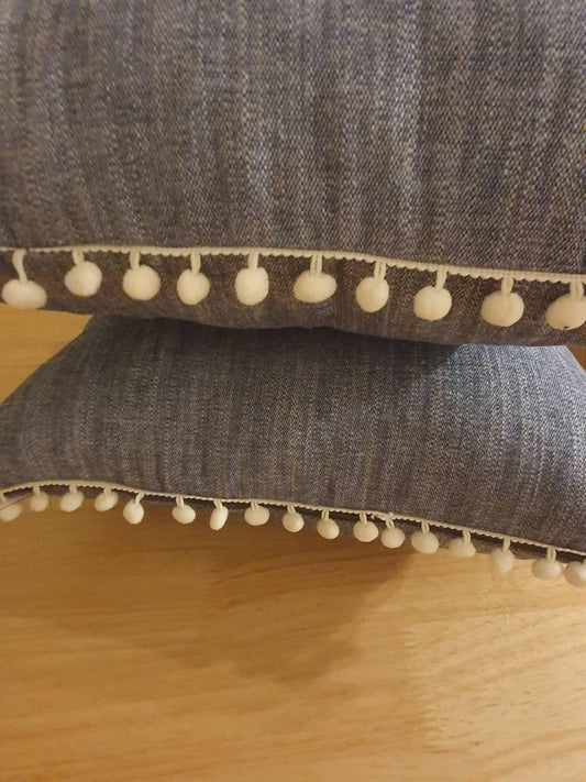 Luxury Bespoke Denim Cushion - Blue Crocus Textiles