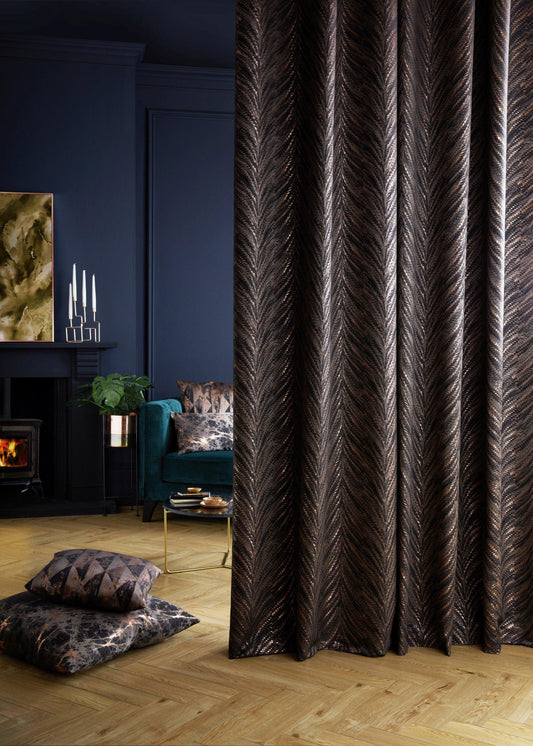 Luxury Made to Measure Curtains - Porter & Stone Luxor - Blue Crocus Textiles