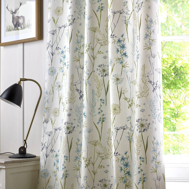 Luxury Made to Measure Curtains - Porter & Stone Wildflower - Blue Crocus Textiles