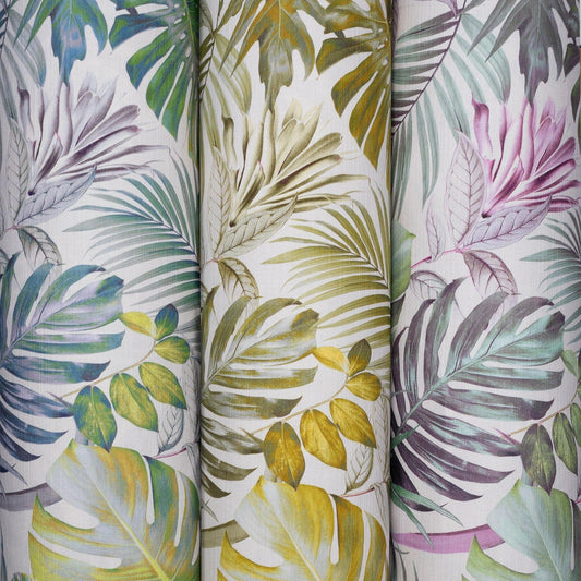 Palm Leaves Fabric from Fibre Naturelle - Blue Crocus Textiles