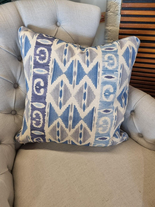 Watercolour Geometric Cushion - Blue Crocus Textiles